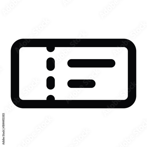 Minimal outline illustration of a travel ticket with black stroke style. Suitable for booking platforms, event passes, transportation systems, and tourism-related digital or print designs.