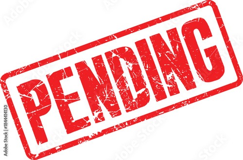 Transparent image of a red PENDING rubber stamp text