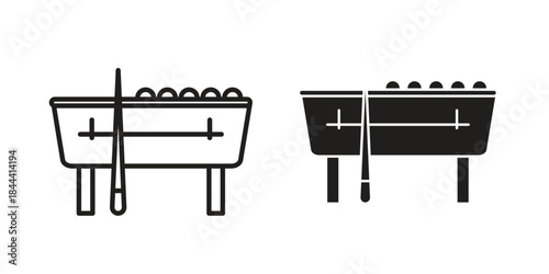 Pool table icon flat and thin stroke vector pack. Editable icons set