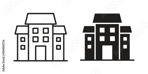 Real estate icon flat and thin stroke vector pack. Editable icons set