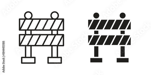 Roadblock icon flat and thin stroke vector pack. Editable icons set