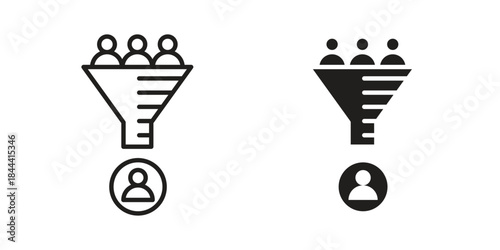 sales conversion icon flat and thin stroke vector pack. Editable icons set