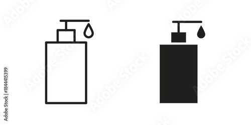 Sanitizer icon flat and thin stroke vector pack. Editable icons set