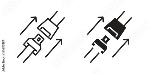 Seatbelt icon flat and thin stroke vector pack. Editable icons set