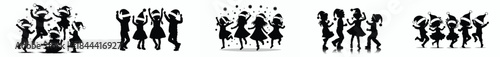 vector silhouette of children happy Christmas