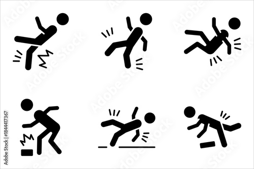 accident person icon set, of vector icons isolated on a white background.