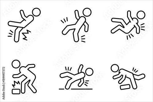 accident person icon set, of vector icons isolated on a white background.
