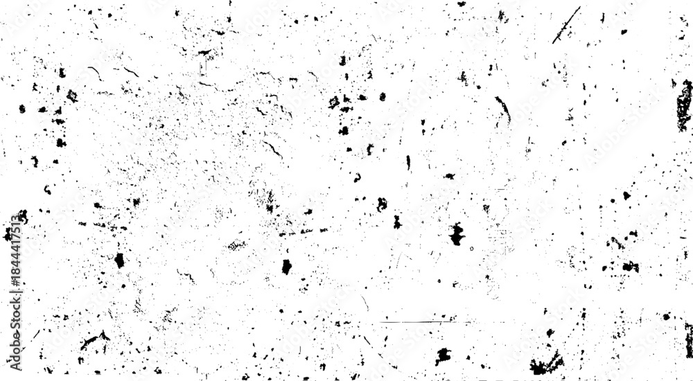 Fototapeta premium Scratch Grunge Urban Background. Dust Overlay Distress Grain. Monochrome texture of dots, cracks, dust, stain. Pattern for printing and design.