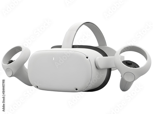White Virtual Reality Headset and Controllers