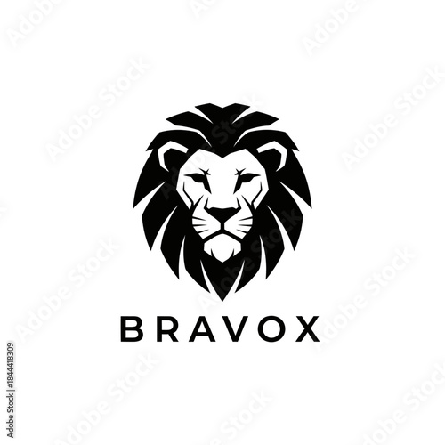 Bold and majestic lion head logo design for Bravox brand identity.