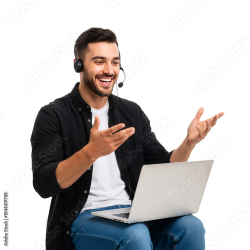 Wallpaper Mural Young Man on a Video Call – Energetic and Engaged in Modern Remote Communication

 Torontodigital.ca