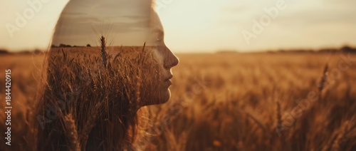 二重露光で郷愁と成長を重ねた黄金の麦畑が静かな思索を象徴する情景