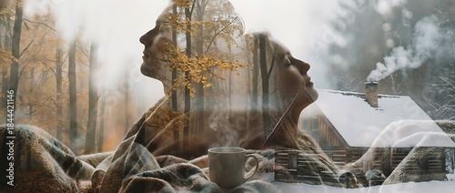 柔らかな季節感が重なる二重露光の安らぎシーン