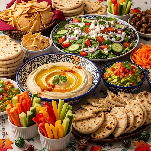 Delicious Middle Eastern Mezze Platter - A Vibrant and Healthy Feast.