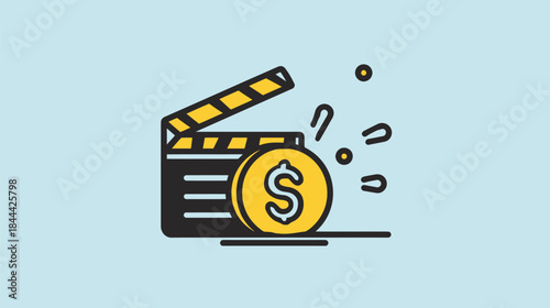 Film Reel Icon With Dollar Symbol for Financing