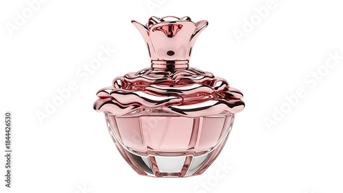 Pink perfume bottle isolated on transparent background