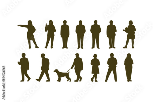 Line Art of Various People in Different Poses in Icon Set. Perfect for Business, Lifestyle, and Artistic Vector Illustrations on White Background. Editable Stroke.