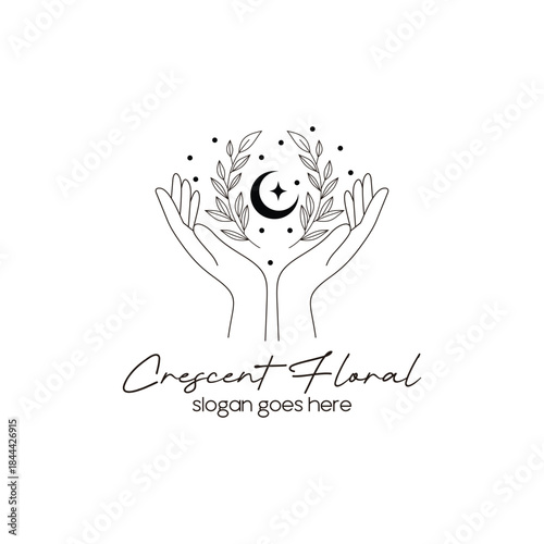 Hand and Crescent Moon Logo