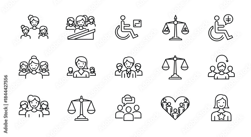 Fototapeta premium Icons representing diversity and inclusion illustration
