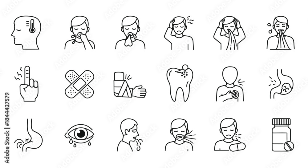 Obraz premium Common health symptoms illustrated illustration