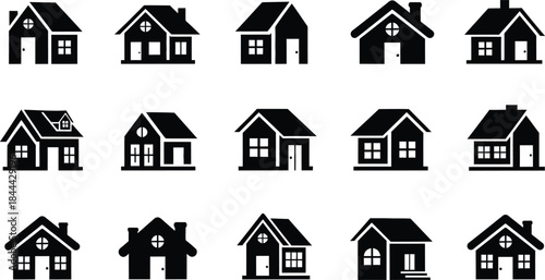 Collection of various house silhouette icons