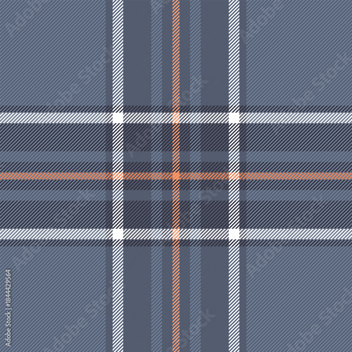 Fur textile fabric vector, scottish pattern background plaid. Cowboy texture check tartan seamless in blue and slate gray colors.