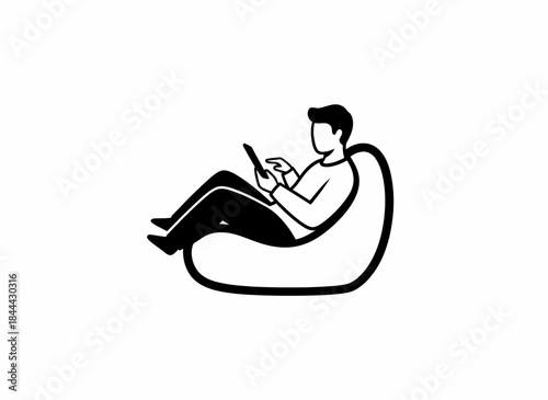 Person reading in bean bag chair for relaxation leisure comfortable reading hobby cozy resting indoor sitting casual home branding design