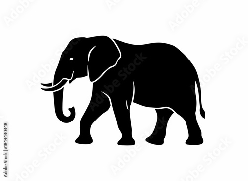 Elephant silhouette walking for wildlife animal nature majestic mammal safari zoo large powerful trunk gentle giant african branding design