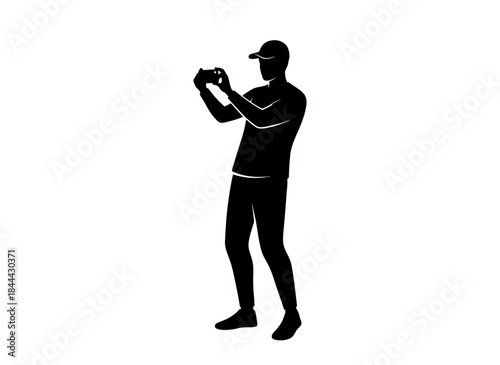 Person taking selfie photo with phone for social media photography self portrait smartphone camera digital technology modern lifestyle branding design