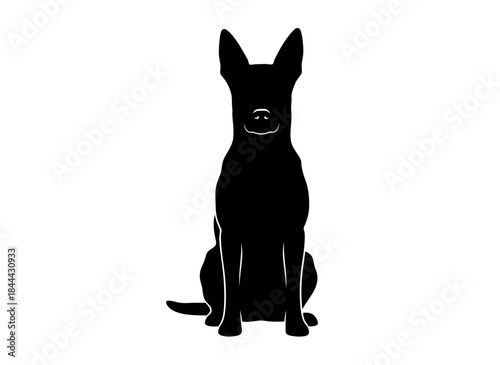 Black dog sitting alert watchful pet silhouette perfect for canine companion animal loyalty guard dog or faithful friend design