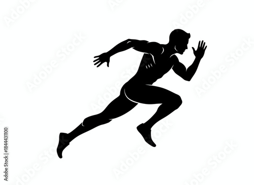 Runner in dynamic sprinting pose athletic movement silhouette perfect for speed fitness competition track and field or marathon training design