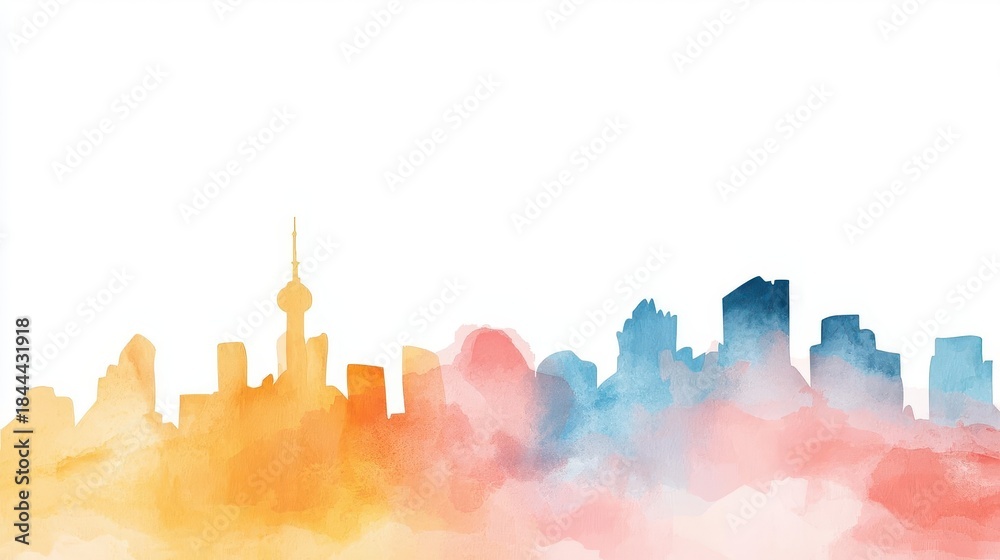 Obraz premium Emerging markets, rising investment opportunities, optimistic watercolor art