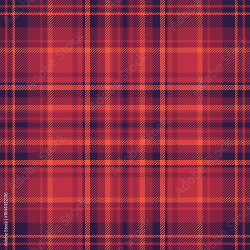 Scrapbooking seamless background plaid, sixties textile vector tartan. Rosa check texture fabric pattern in red and dark colors.