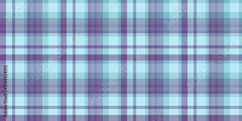 Home seamless plaid texture, hotel fabric textile check. Cool tartan vector pattern background in light and cyan colors.