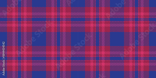 Old-fashioned check textile background, sexy tartan fabric texture. Oilcloth plaid seamless pattern vector in pink and blue colors.