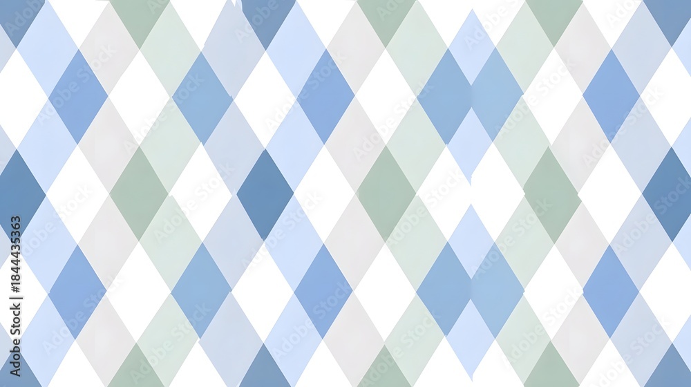 Naklejka premium An abstract background featuring a symmetrical tessellation of diamonds The pattern alternates between blue green and white rhombuses offering a clean crisp