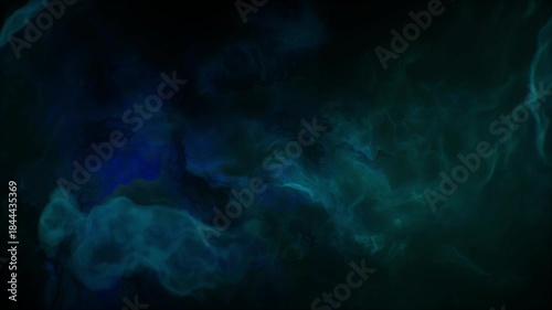 Abstract Deep Blue and Teal Nebula or Smoke Background, Space, Mystical, Energy, and Digital Texture