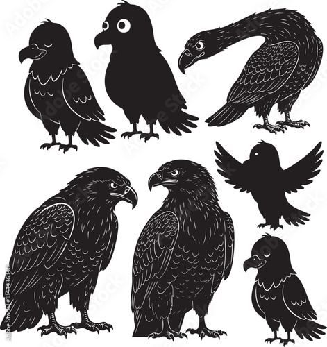 Crow and Raven Illustrations in Cartoon and Realistic Styles