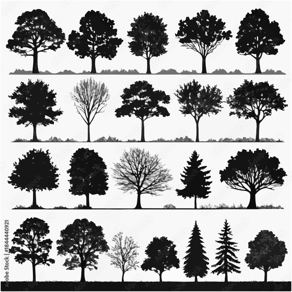 Fototapeta premium this-image-displays-a-collection-of-25-black-tree-