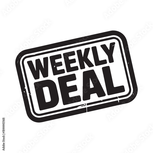 Bild auf Leinwand A black and white stamp displaying the words weekly deal in bold lettering