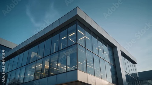 Modern Architectural Exterior Building With Glass Windows And Blue Sky Background During Daytime