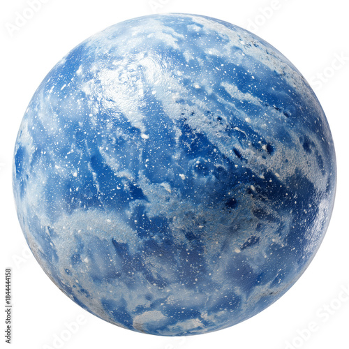 Globe Shape in Blue Color With a Textured Surface Reflecting Light From Vario...