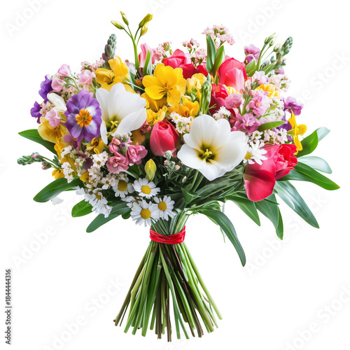 Colorful Flower Bouquet With Various Blooms Arranged for Spring Celebration o...