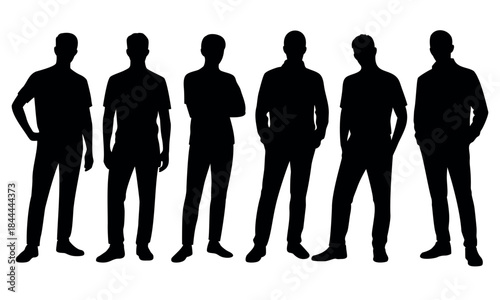 Fashion male model silhouettes, men poses collection set