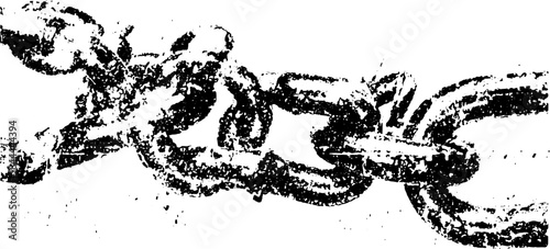 Black chain link illustration with detailed grunge texture. A vector illustration showing industrial elements in a simple design.