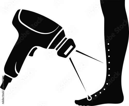 Laser hair removal treatment on leg icon.