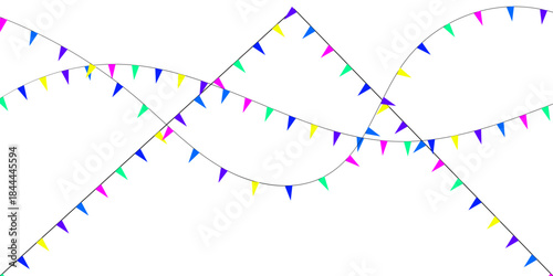 Colorful Bunting Flags Vector on Transparent Background – Decorative Pennant Garland for Party, Festival, New Year Celebration, Event Decoration and Creative Design