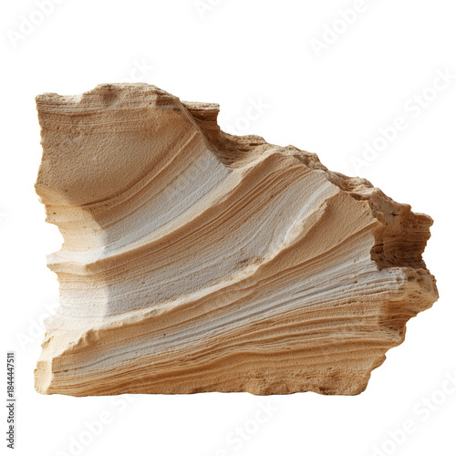 Rock Formation With Layers in Natural Shades of Brown and White Near a Sandy ...