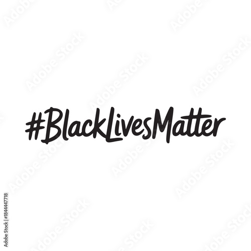 A stark white background displays the hashtag blacklivesmatter in bold black lettering