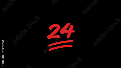 24 Number Handwritten With Underline Animation